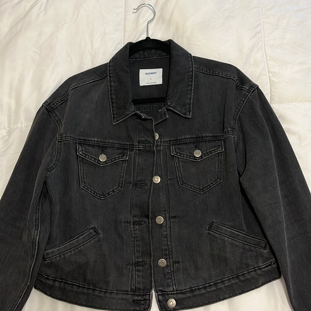 Old Navy Black Denim Jacket, Gently worn, size Large